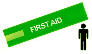Picture of Lime Green - Mens Pre Printed Arm band - First Aid - 10cm x 55cm - Single - [IH-ARMBAND-G-FA-W]