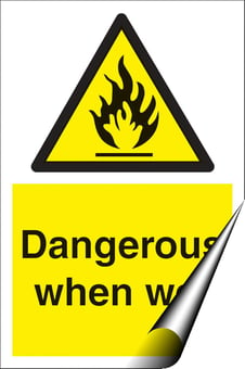 picture of Dangerous When Wet Sign - 200 x 300Hmm - Self Adhesive Vinyl - [AS-WA147-SAV]