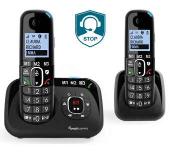 picture of Amplicomms BigTel 1580 Cordless Dect Phone Black Duo - [PDL-ATL1423471] - (LP)
