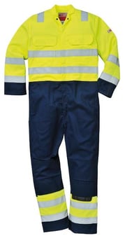 picture of BizWeld - Antistatic Flame Retardant Hi-Vis Yellow/Navy Coverall - PW-BIZ7YNR