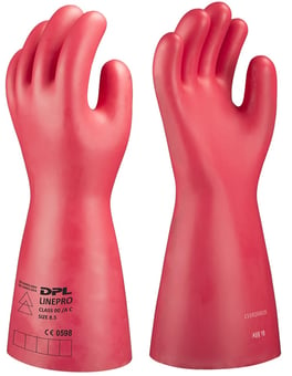 picture of LinePro - Rubber Insulating Electrician Red Gloves - Class 00 - Size 10 - [STL-61MCR-00]