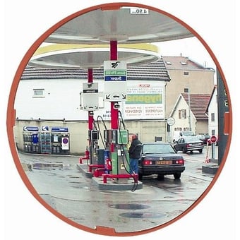 Picture of ROUND MULTI-PURPOSE MIRROR - P.A.S - Dia 400mm - Red Frame - To View 2 Directions - 5 Year Guarantee - [VL-R914]