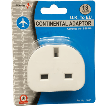 Picture of Power Plus - UK 3 Pin to Continental Europe 2 Pin Travel Adaptor Plug - [PU-1035]