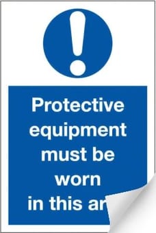 picture of Protective Equipment Area Sign LARGE - 400 x 600Hmm - Self Adhesive Vinyl - [AS-MA32-SAV]