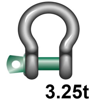 picture of Green Pin Standard Bow Shackle with Screw Collar Pin - 3.25t W.L.L - EN 13889 - [GT-GPSCB3.25]