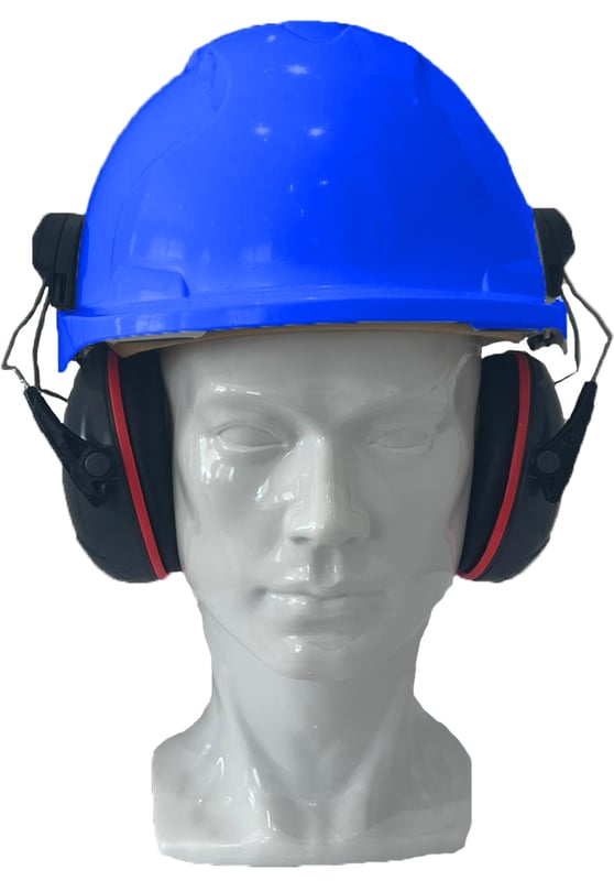Jsp Evo3 Blue Vented Hard Hat With Sonis Compact Helmet Mounted Ear Defenders - [IH-EVO3BLSONISC]