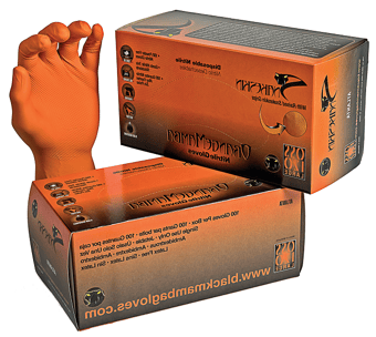 picture of Orange Mamba Snakeskin Nitrile Disposable Gloves - Box of 100 - FD-BX-OSS