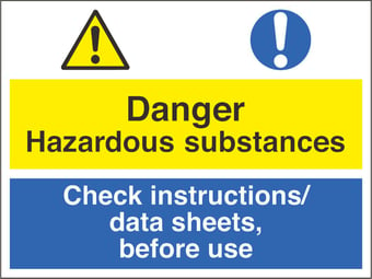 Picture of Danger Hazardous Substances Observe Precautions Sign - 400 X 300Hmm - Rigid Plastic - [AS-CO4-RP]