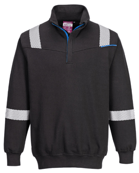 picture of Portwest FR710 - WX3 Flame Resistant Sweatshirt Black - PW-FR710BKR