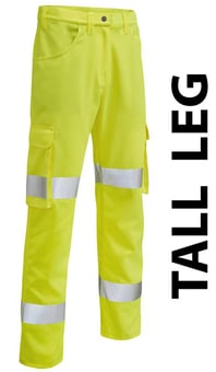 picture of Yelland - Hi-Vis Yellow Poly/Cotton Cargo Trouser - Tall Leg - LE-CT03-Y-T