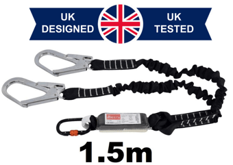 picture of Aresta Scaff - Double Elasticated Lanyard With Carabiner Scaffold Hooks - 1.5m - [XE-AR-03701/15]