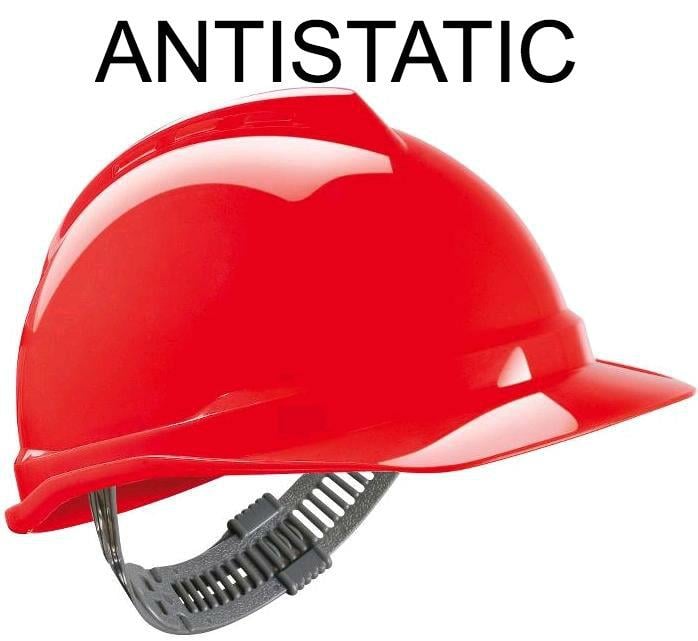 picture of MSA V-Gard 500 Antistatic Red Safety Helmet - Unvented - [MS-GV531-00A0000]