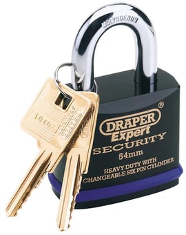 Picture of Draper - Heavy Duty Padlock and 2 Keys with Super Tough Molybdenum Steel Shackle - 54mm - [DO-64193]