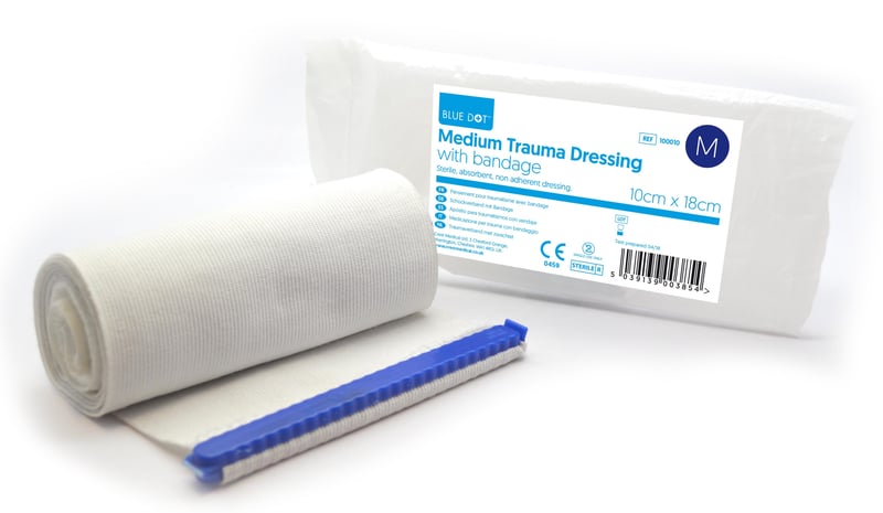 Picture of Blue Dot Medium Trauma Dressing - Single - 10cm x 18cm - [CM-100010] - (LP)