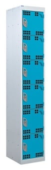 picture of QMP Tool Charging Locker - Perforated Door - Standard Plug - 6 Compartment - Light Blue - 1800H x 450W x 450D mm - [QM-BL1845456UPX]
