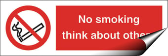 Picture of No Smoking Think About Others Sign LARGE - 600 X 200Hmm - Self Adhesive Vinyl - [AS-PR311-SAV]