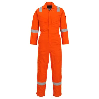 Picture of Portwest - Orange Flame Resistant Lightweight Anti-Static Coverall - Regular Leg - PW-FR28ORR