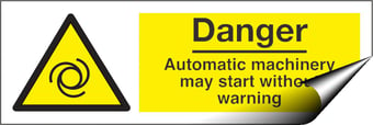 picture of Danger Automatic Machinery may Start Without Warning Sign - 300 x 100Hmm - Self Adhesive Vinyl - [AS-WA108-SAV]