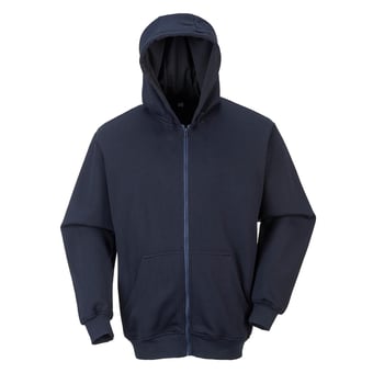 Picture of Portwest - Navy Blue FR Zip Front Hooded Sweatshirt - [PW-FR81NAR]