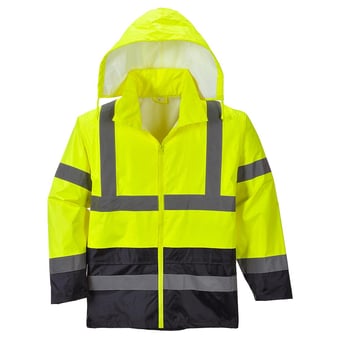 Picture of Portwest - Yellow/Navy Hi-Vis Classic Contrast Rain Jacket - PW-H443YNR