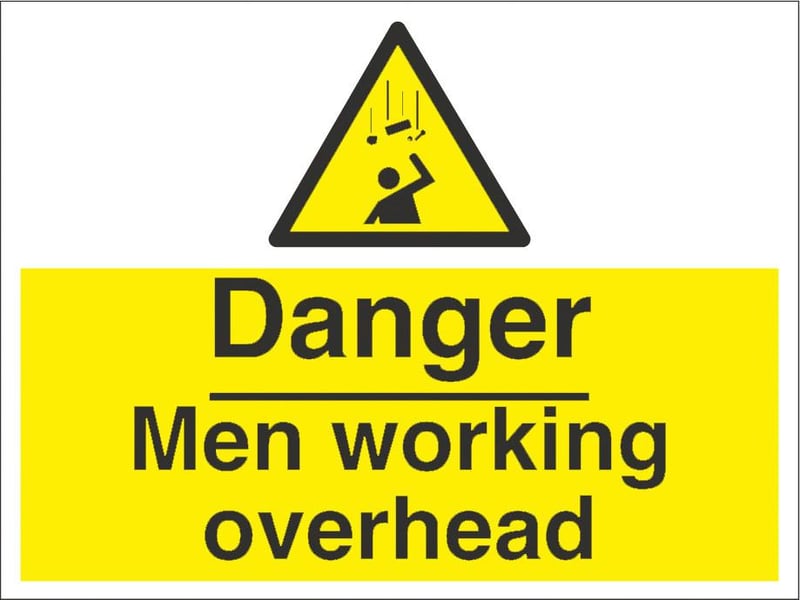 picture of Danger Men Working Overhead Sign - 600 x 450Hmm - Rigid Plastic [AS-WA127-RP]