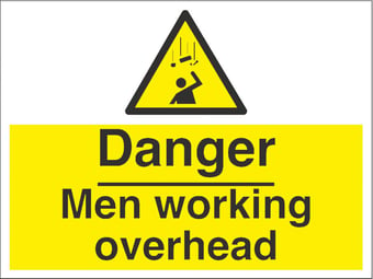 Picture of Danger Men Working Overhead Sign - 600 x 450Hmm - Rigid Plastic [AS-WA127-RP]