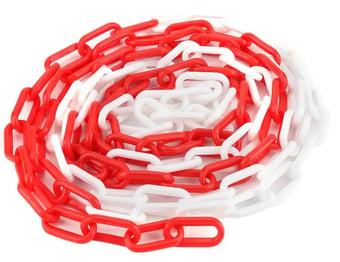 picture of Way4Now - Red-White Plastic Barrier Chain - 6mm Thick - 25m Long - [SHU-E-C6-RW25]