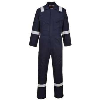 Picture of Portwest - Navy Blue Flame Resistant Lightweight Anti-Static Coverall - Tall Leg - PW-FR28NAT