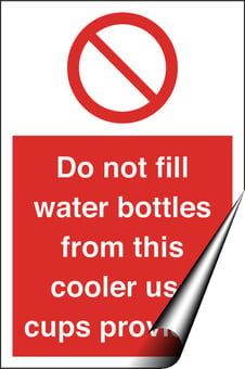 picture of Do Not Fill Water Bottles from Cooler Sign LARGE - 200 x 300Hmm - Self Adhesive Vinyl - [AS-PR352-SAV]