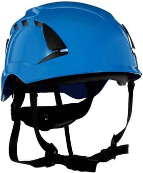 picture of 3M - X5000 Series SecureFit Blue Safety Helmet - Vented - 6-Point Ratchet - 4 Point Chin Strap - [3M-X5003VE-CE]