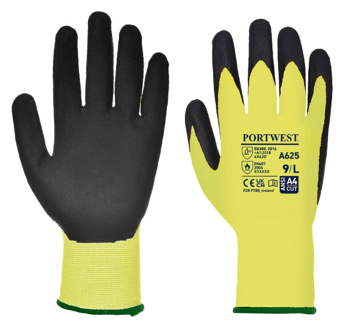picture of Portwest A625 Vis-Tex Cut Resistant Glove PU - Yellow/Black - PW-A625Y8R