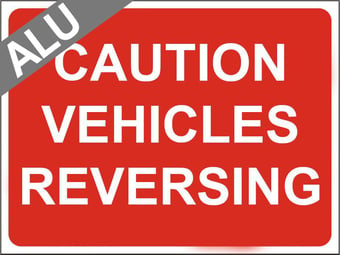 picture of Temporary Traffic Signs - Caution Vehicles Reversing - Class 1 Ref BSEN 12899-1 2001 - 600 x 450Hmm - Reflective - 1mm Aluminium - [AS-ZT40-ALU]