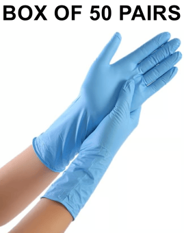 picture of Supreme TTF Disposable 12 Inch Long Cuff Nitrile Blue Glove - Box of 50 Pairs - [HT-NELO5.5] - (NICE)