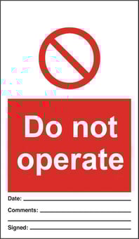 Picture of Tye Tags - Do Not Operate - 80 X 150Hmm (Pack of Ten) - Rigid Plastic - [AS-PR148-RP]