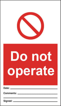 Picture of Tye Tags - Do Not Operate - 80 X 150Hmm (Pack of Ten) - Rigid Plastic - [AS-PR148-RP]