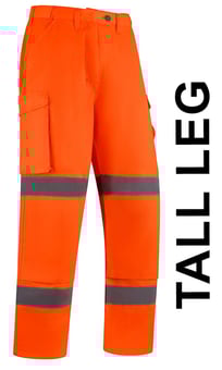 picture of AQUA Hi Vis Premium Cargo Trouser Orange - Tall Leg - FU-TR047-0000-026-T