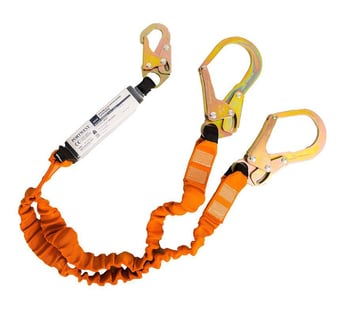 picture of Portwest - FP75 - Double 140kg Black/Orange Lanyard with Shock Absorber - [PW-FP75K1R]