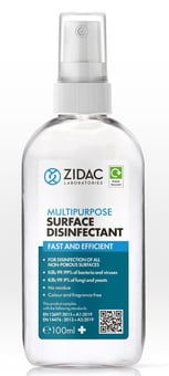 Picture of ZIDAC - Multipurpose Surface Disinfectant - Ready to Use - 100ml Spray Pump - [ZD-DISINFECTANT100S] - (DISC-W)