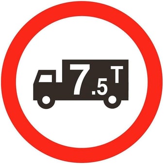 Picture of Traffic Lorry Tons 7.5 Tonnes Sign With Fixing Channel - FIXING CLIPS REQUIRED - Class 1 Ref BSEN 12899-1 2001 - 600mm Dia - Reflective - 3mm Aluminium - [AS-TR47-ALUC]
