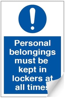 picture of Personal Belongings Locker Sign - 200 x 300Hmm - Self Adhesive Vinyl - [AS-MA207-SAV]