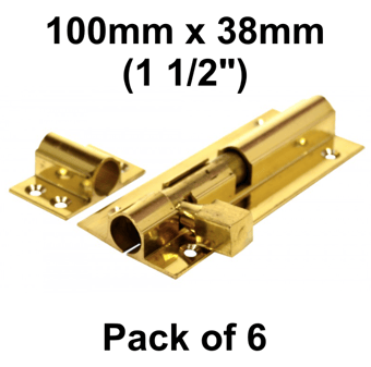 picture of PB Wide Straight Barrel Bolt - 100mm x 38mm (1 1/2") - Pack of 6 - [CI-DB59L]