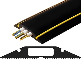 Picture of Vulcascot Superior Hi Viz Office Floor Cable Protector - 30 x 10 mm Channel - Black and yellow - Price per meter - [VS-HAZ2]