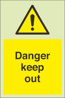 picture of Photoluminescent Danger Keep Out Signs - 200 X 300Hmm - Self Adhesive Rigid Plastic - [AS-PH53-SARP]