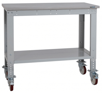 Picture of BiGDUG Heavy Duty Height Adjustable Mobile Workbench - 860-1280h x 1215w x 600d mm - Laminate Worktop - [BDU-HDMWB126L]