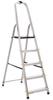 picture of BiGDUG Aluminium Step Ladder - 5 Tread - Closed Height 1680mm - [BDU-BDL5DB] - (LP)