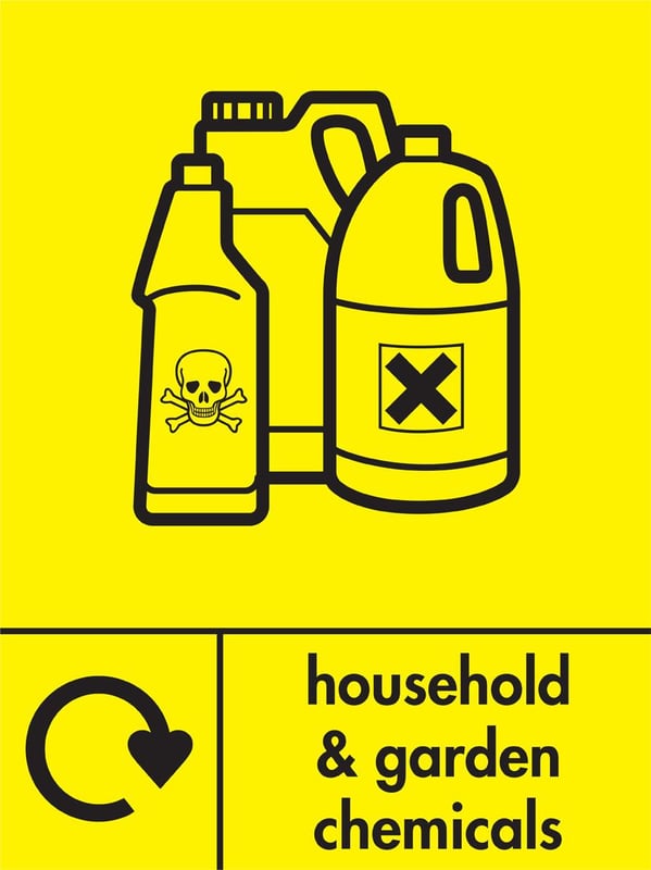 picture of Recycling Signs - Household & Garden Chemicals - 300 X 400Hmm - Rigid Plastic - [AS-WR59-RP]