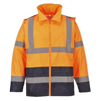 picture of Portwest - Orange/Navy Hi-Vis Classic Contrast Rain Jacket - PW-H443ONR