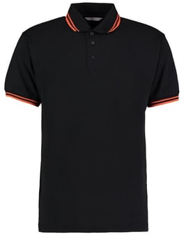 Picture of Kustom Kit Men's Classic Fit Tipped Collar Polo Black/Orange - BT-KK409-BLK/ORA