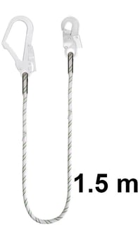 picture of Kratos Restraint Kernmantle Rope Lanyard - Scaffold Hook and Snap Hook 1.5 mtr - [KR-FA4050315]