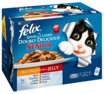 picture of Felix Doubly Delicious Senior Meat Variety Wet Cat Food 12 Pack 100g - [BSP-25240]